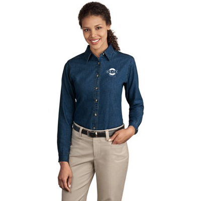 16642 - Port & Company® - Ladies Long Sleeve Value Denim Shirt