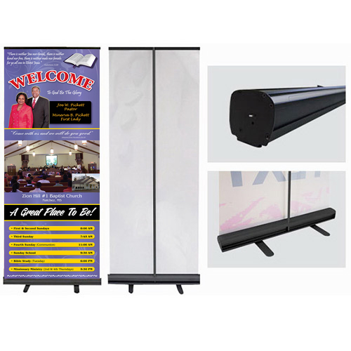 21597 - Retractable Fabric Banner with Black Stand