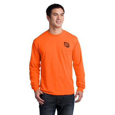 23670 - Gildan® - Ultra Cotton® 50/50 Long Sleeve T-Shirt with Pocket (Safety Orange)