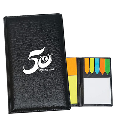 24823 - Leather Look Padfolio With Sticky Notes & Flags