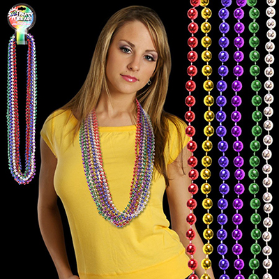 28266 - Metallic Beaded Mardi Gras Necklaces