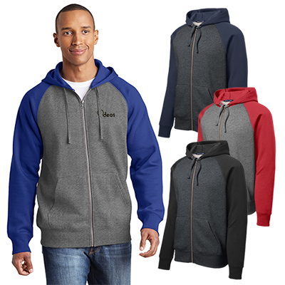 29077 - Sport-Tek® Raglan Colorblock Full-Zip Hooded Fleece Jacket