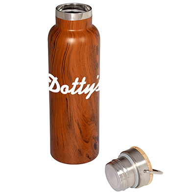 30854 - 20 oz. Woodgrain Vacuum Bottle with Bamboo Lid