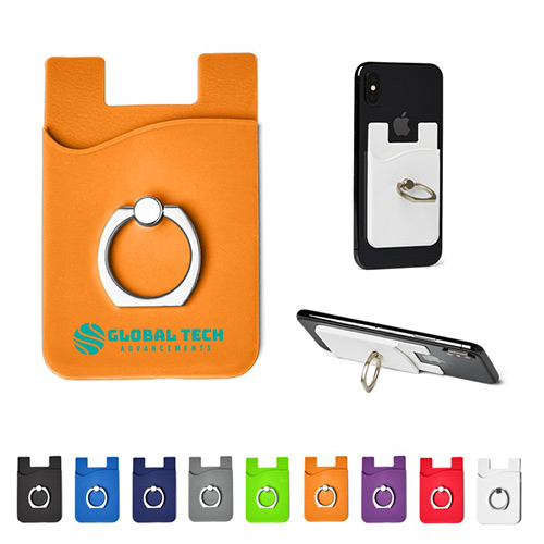 30930 - Silicone Card Holder with Metal Ring Phone Stand