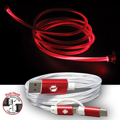 33006 - 3-in-1 EL Lighted Charging Cable - Red