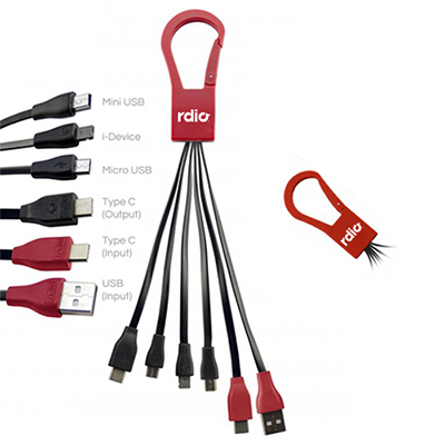 33008 - Jumbo Jelly 4-in-2 Charging Cable Red