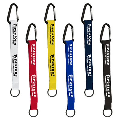 34428 - 3/4" Sewn Polyester Keychain with Metal Split-Ring and Carabiner
