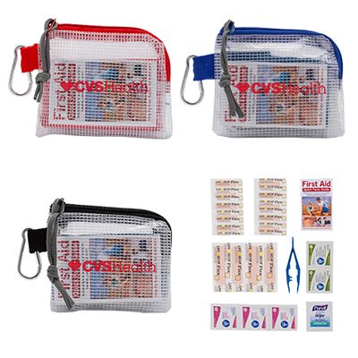 34426 - First Aid Kit in a Zippered Clear Nylon Bag