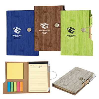 34539 - Woodgrain Look Notebook With Sticky Notes And Flags