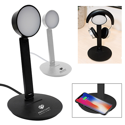 34972 - Vanity Light Wireless Charger with Headphone Stand