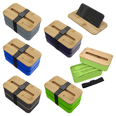 34979 - Stackable Bento Box With Phone Stand