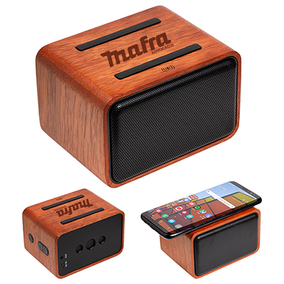 35471 - Mahogany Wireless Speaker with Wireless Charger