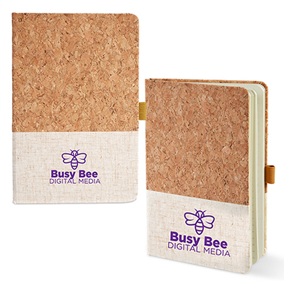 36091 - Hard Cover Cork And Heathered Fabric Journal