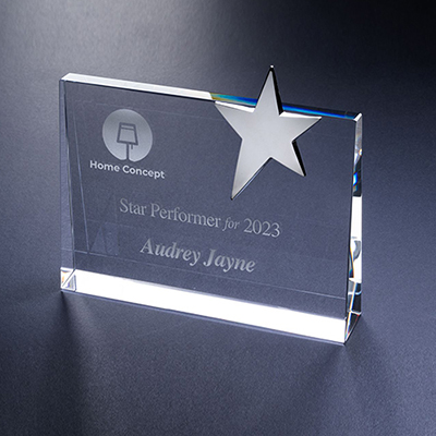 36163 - 5 x 7 Star Wedge Award - Laser Engraved