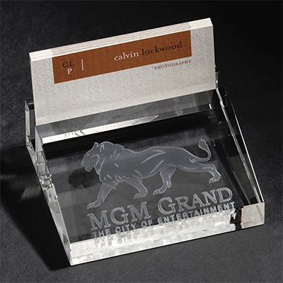 36165 - 3D Crystal Business Card Holder - Laser Engraved
