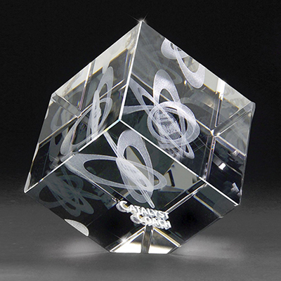 36167 - 3D Crystal Jewel Cube Medium Award - 3D Laser Engraved