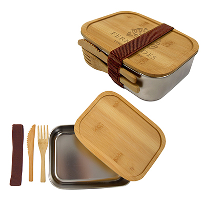 36487 - Sophisticate Stainless & Bamboo Bento Box