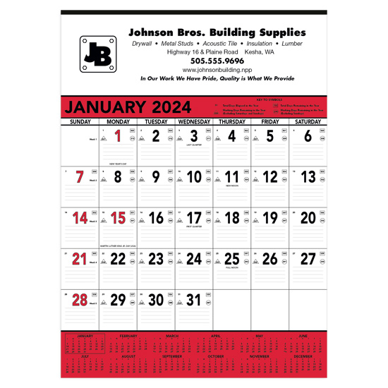 13077 - Red & Black Memo Calendar