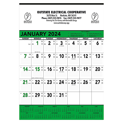 13080 - Green and Black Memo Calendar