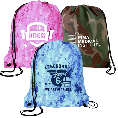 camo drawstring backpack