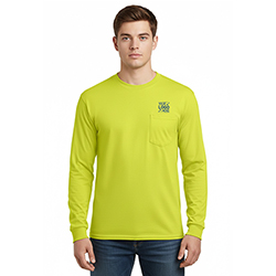 Gildan® Ultra Cotton® Long Sleeve T-Shirt with Pocket (Safety Green)