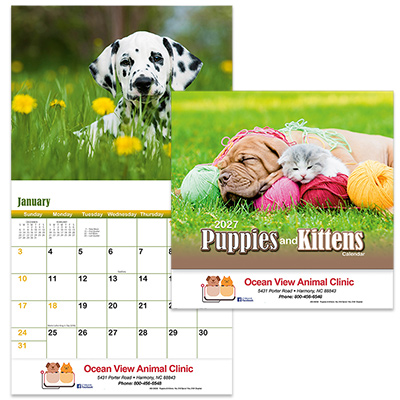 Puppies & Kittens Wall Calendar - Stapled