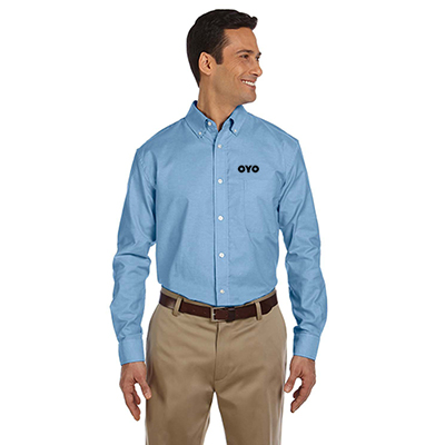 6 Custom Harriton Mens Long Sleeve Oxford Shirt
