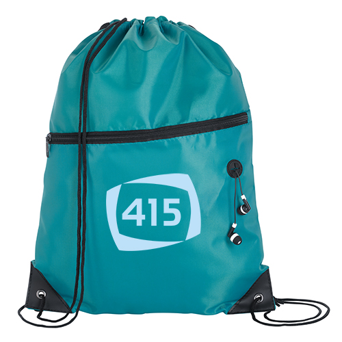 Front Zip Drawstring Backpack