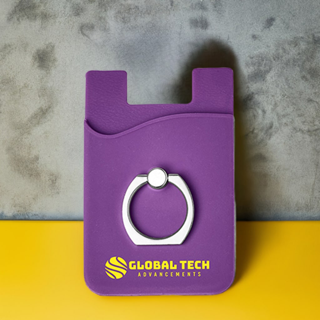 Promotional Silicone Card Holder With Metal Ring Phone Stand | Imprinted Card  Holder - Promo Direct