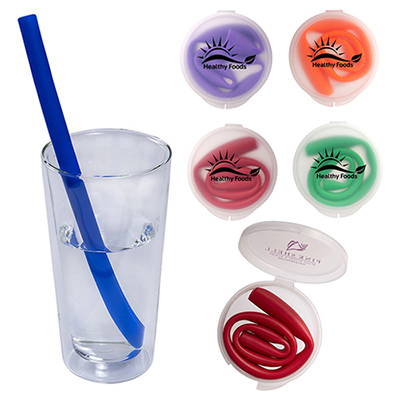 Reusable Silicone Drinking Straw in Case