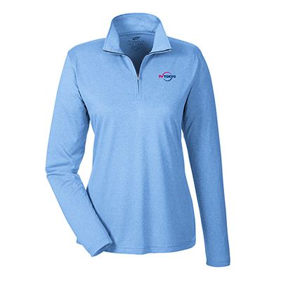 UltraClub Ladies' Cool & Dry Heathered Performance Quarter-Zip