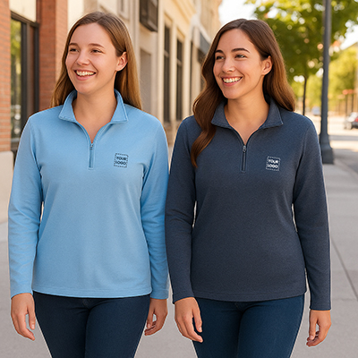 UltraClub Ladies' Cool & Dry Heathered Performance Quarter-Zip