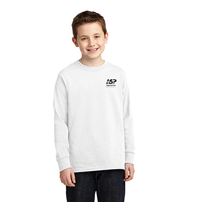 Port & Company® Youth Long Sleeve Core Cotton Tee (White)
