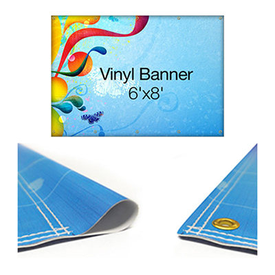 13 oz.  Single Sided Hemmed  Vinyl Banner 6' x 8'
