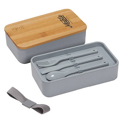 Double Decker Lunch Box with Bamboo Lid & Utensils