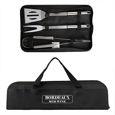 3 Piece Stainless BBQ Utensil Set with RPET Case