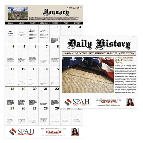Daily History Wall Calendar - Stapled