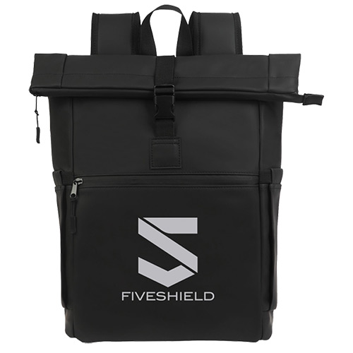 Casey PU Roll-Top Laptop Backpack