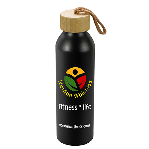 22 oz. Recycled Aluminum Bottle With a Bamboo Lid - Full Color