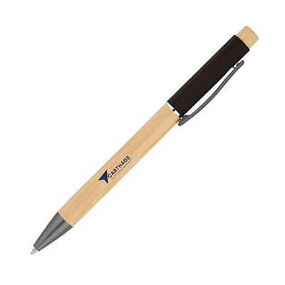 Bamboo Barrel with Gun Metal Clip Pen