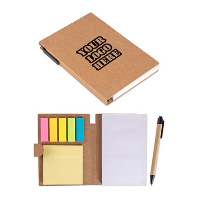 Kraft Notebook with Sticky Notes and Pen