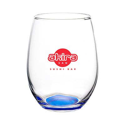 Liquid Lunch 15 oz Stemless Wine Glasses with Color Bottom