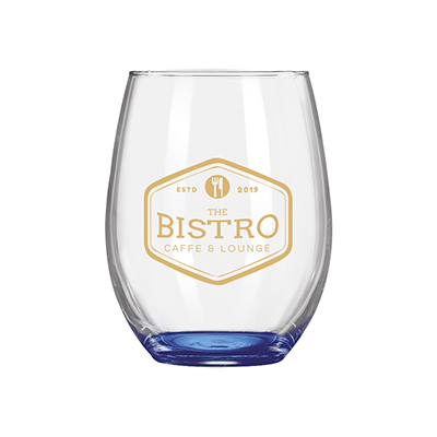 Wine O'Clock 9 oz. ARC Stemless Wine Glass with Color Bottom