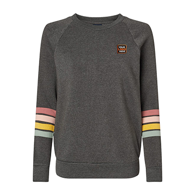 MV Sport Women's Striped Sleeves Crewneck Sweatshirt