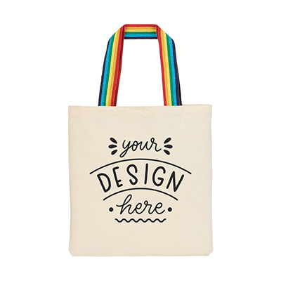 Rainbow Handle Recycled Cotton Tote Bag