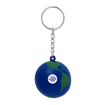 Globe Earth Shape Stress Ball Keychain