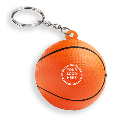 Basketball Shape Stress Ball Keychain