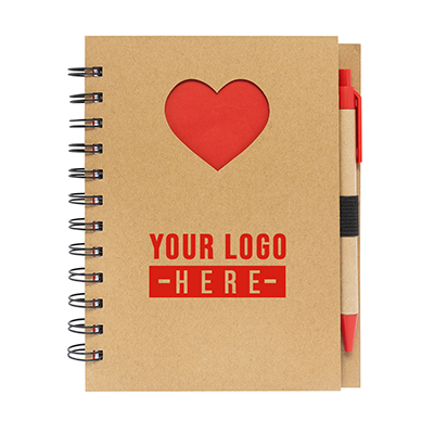 Paper Notebook with Die Cut Heart Shape