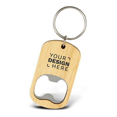 Bamboo Bottle Opener with Keyring