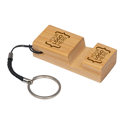 Bamboo Phone Stand with Keyring